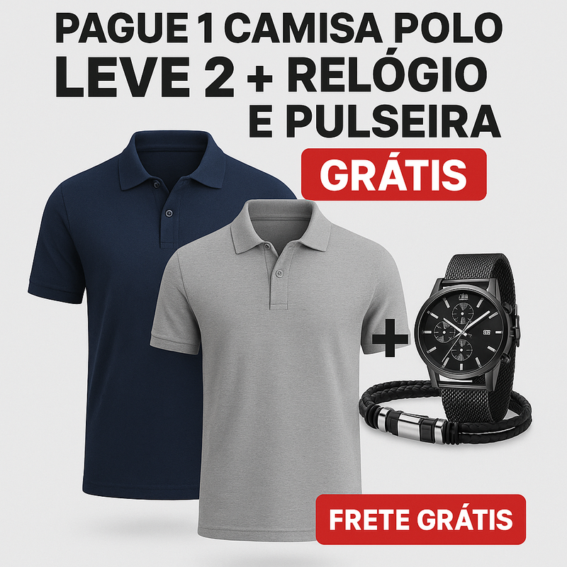 Pague 1 Camisa Polo Leve 2 + Frete Grátis